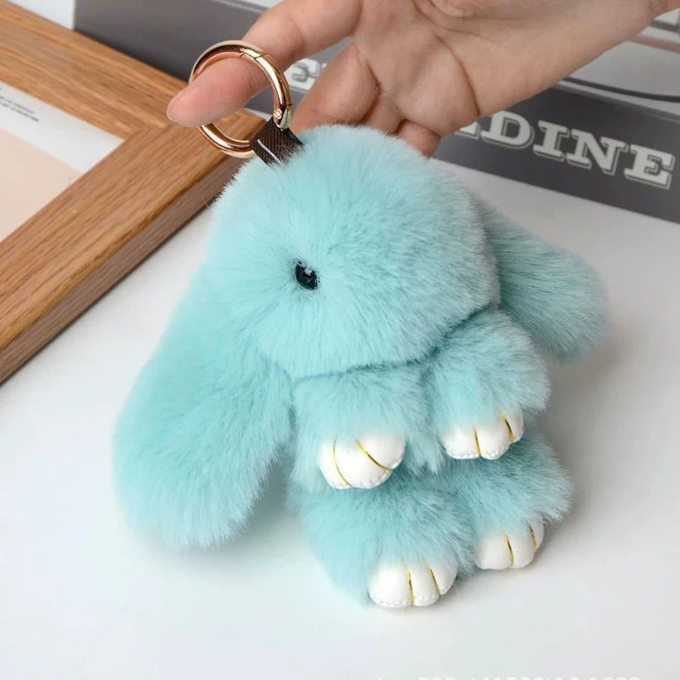 ZAKOL 15cm Fluffy Rabbit Fur Pompon Bunny Keychain Soft Cute Rabbit Toy Key Chain Bag Decoration Accessories Gift for Girls Quick Pick Grocers