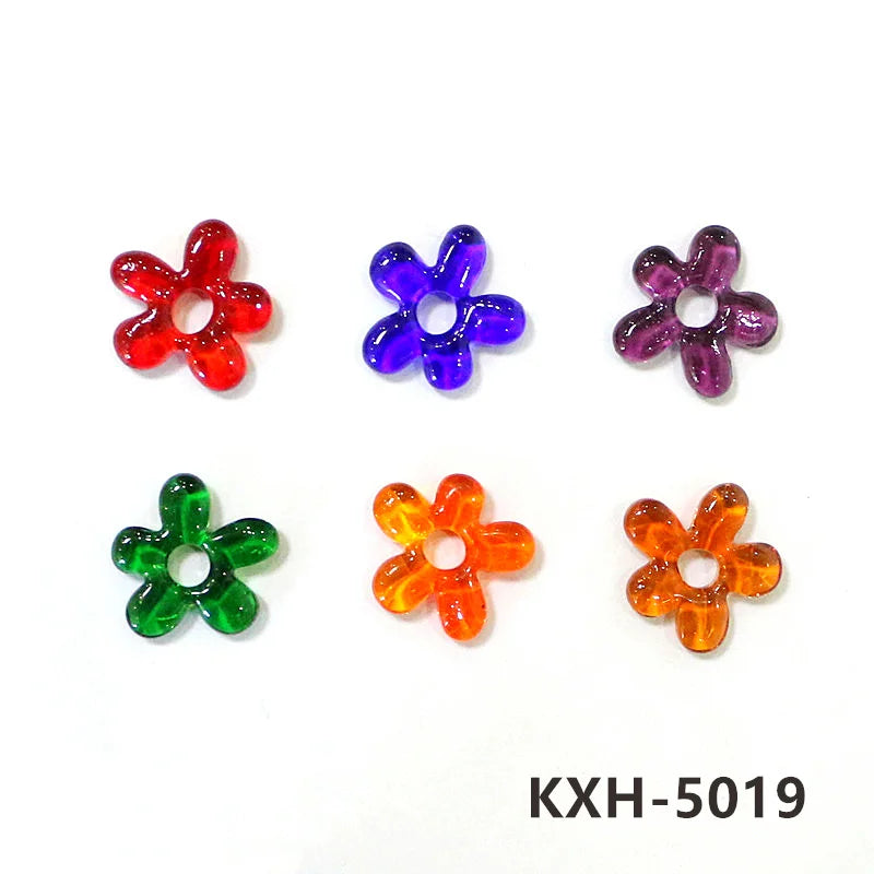 6pcs Irregular Shape Cute Mini Glass Flower Ornament Christmas Wedding Party Decor Supplies DIY Girl Jewelry Pendant Accessories Quick Pick Grocers