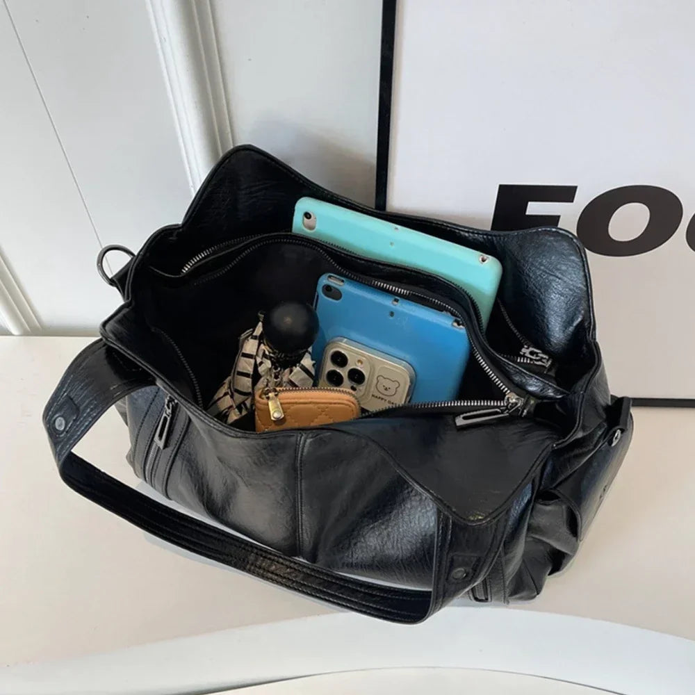 Soft Interior Compartment Shoulder Bags 2026 High Quality Contrasting Colors Bags for Women Fashion Zipper Pu Women's Handbags Quick Pick Grocers