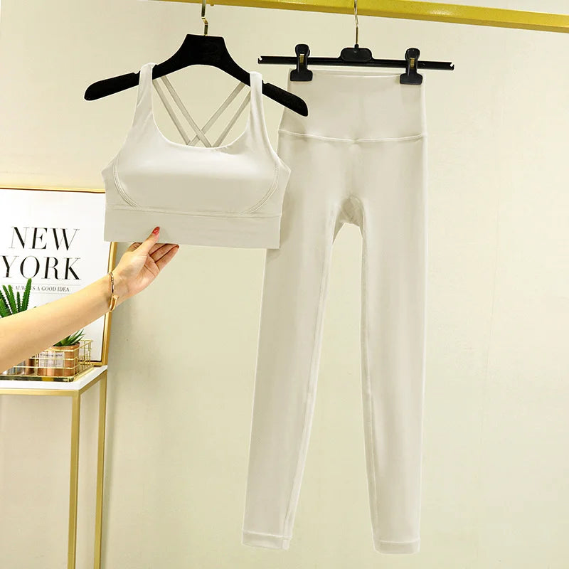 TRY TO BN Women's Tracksuit Yoga Sets Fitness Leggings Sports Bra Naked Sportwear Breathable Workout Two Pieces Suit Gym Clothes Quick Pick Grocers
