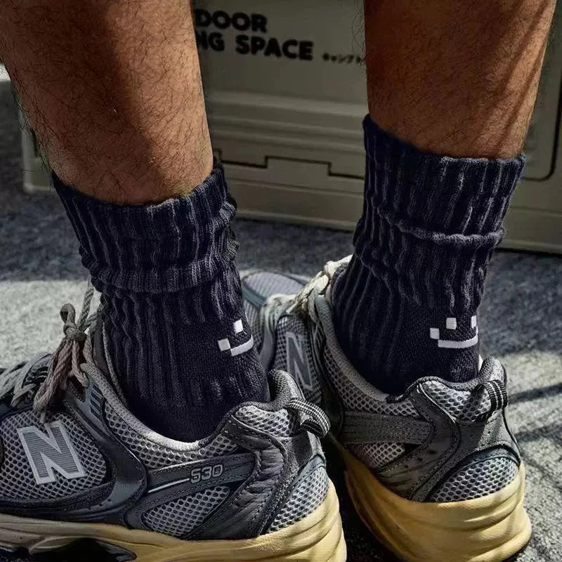 4 Pairs Men's Cotton Work Socks Cushioned Long Running Breathable Ankle Crew Socks  Casual Socks for Men Cycling socks Quick Pick Grocers