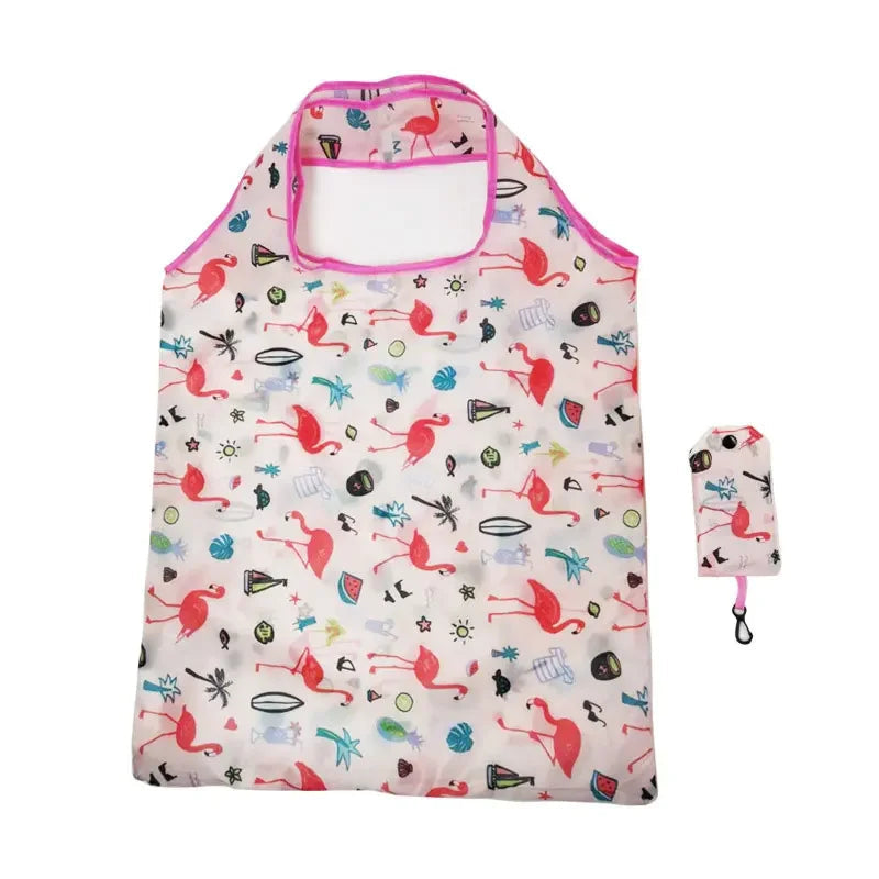 Reusable Shopping Bag Nylon Foldable Grocery Bag Creative Eco-Friendly Tote Bag Lightweight and Durable Quick Pick Grocers