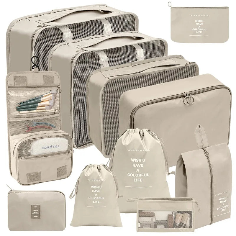 7/8/9/10 Pcs Set Travel Organizer Storage Bags Suitcase Packing Cubes Set Cases Portable Luggage Clothes Shoe Tidy Pouch Folding Econic Blanks