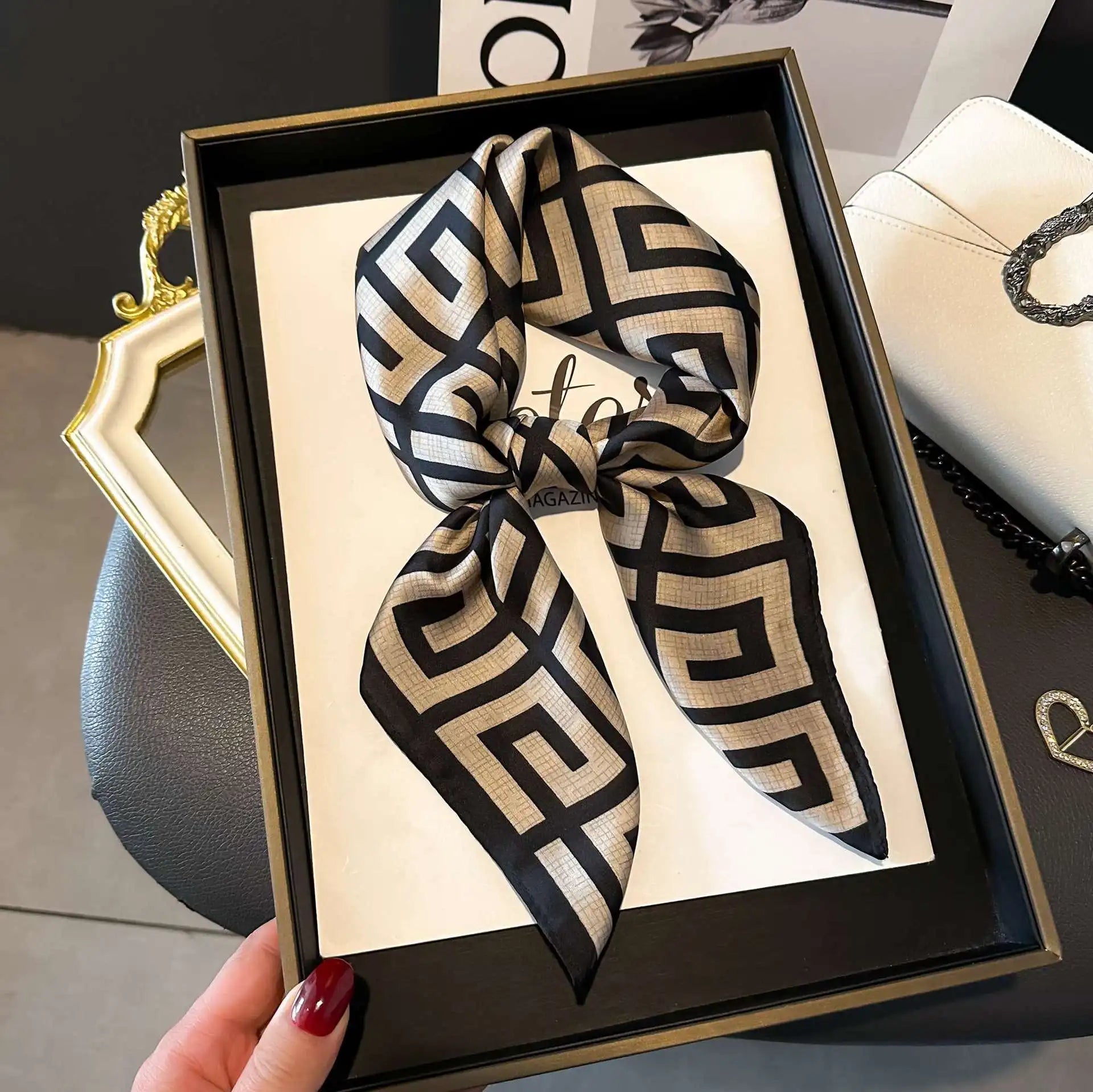 Fashion Luxury Brand 70cm Silk Square Scarf Women Satin Neck Tie Female Hair Bandana Headkerchief Shawl Wrap Hijab Echarpe Quick Pick Grocers