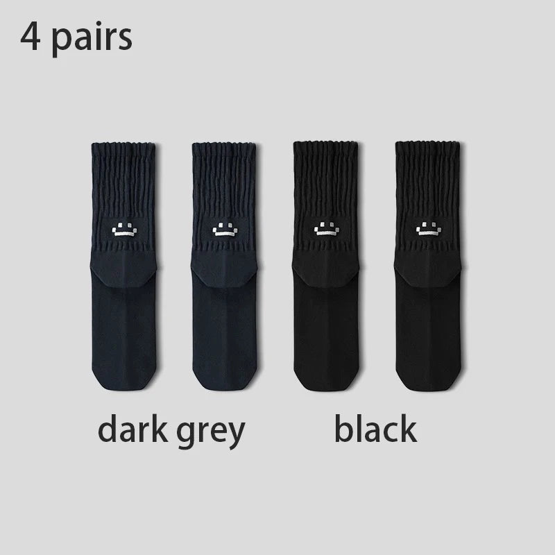 4 Pairs Men's Cotton Work Socks Cushioned Long Running Breathable Ankle Crew Socks  Casual Socks for Men Cycling socks Quick Pick Grocers