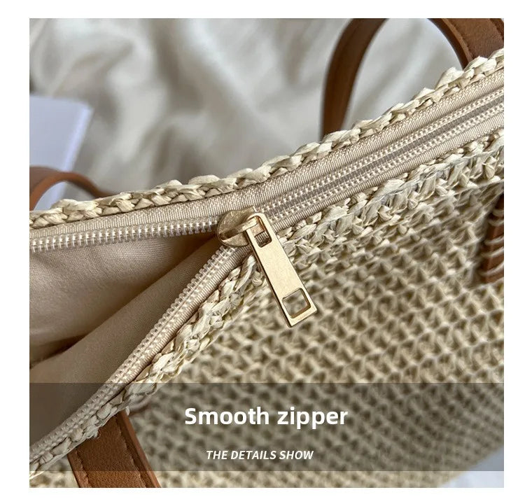 Hand-woven Women's Shoulder Handbag Bohemian 2025 Summer Fashion Straw Beach Tote Bag Travel Shopper Weaving Shopping Bags Quick Pick Grocers