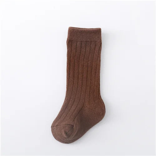 Lawadka 0-5Years Kids Boys Girls Socks Cotton Solid Striped Soft Baby Knee Long Children's Socks School Sport Baby Sock 12 Color Quick Pick Grocers