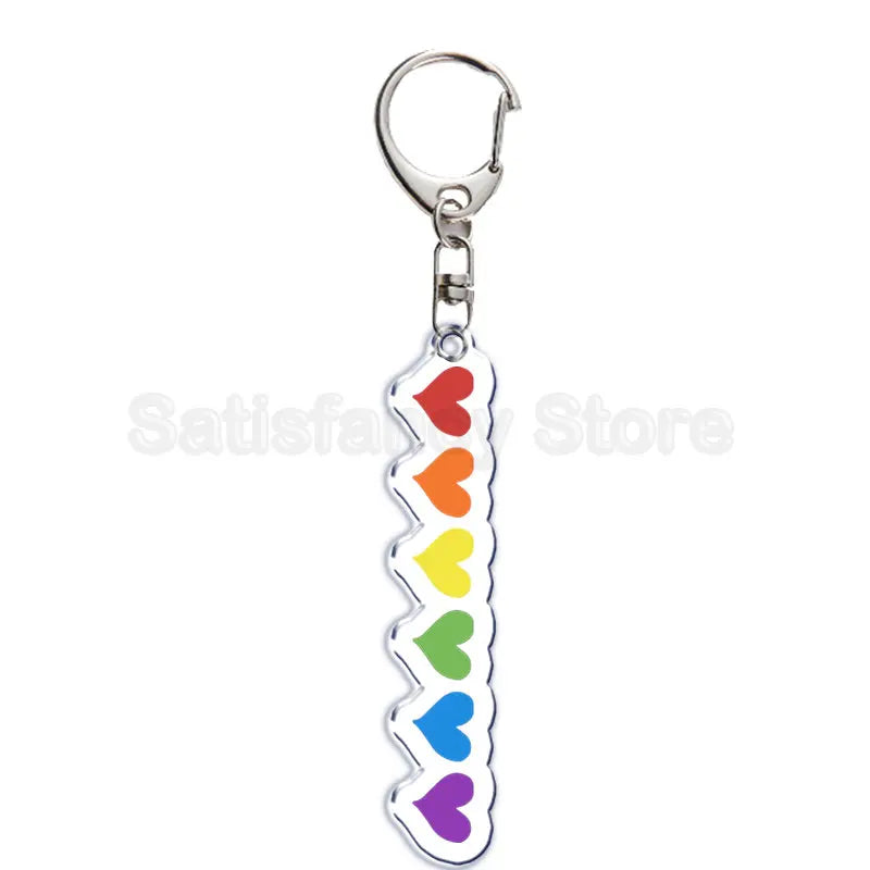 Gay Pride LGBT Rainbow Acrylic Keychain LGBTQ Transparent Double Sided Key Chain Key Ring Lesbian Keychains for Friends Gift Quick Pick Grocers