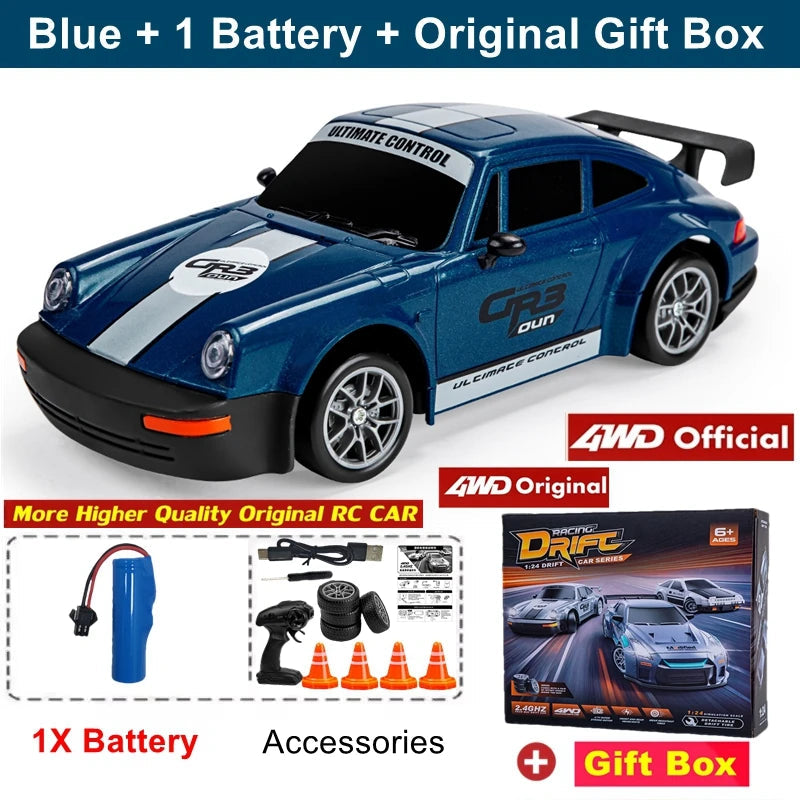New 4WD Remote Control Drift Car Full Size 1:24 Mini Remote Control Racing Car Model 2.4G Radio High Speed RC Car Boy Toy Gift Econic Blanks