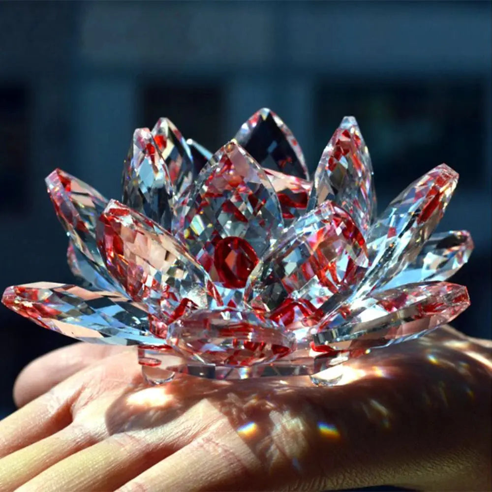 Feng shui Quartz Crystal Lotus Flower Crafts Glass Paperweight Ornaments Figurines Home Wedding Party Decor Gifts Souvenir Quick Pick Grocers