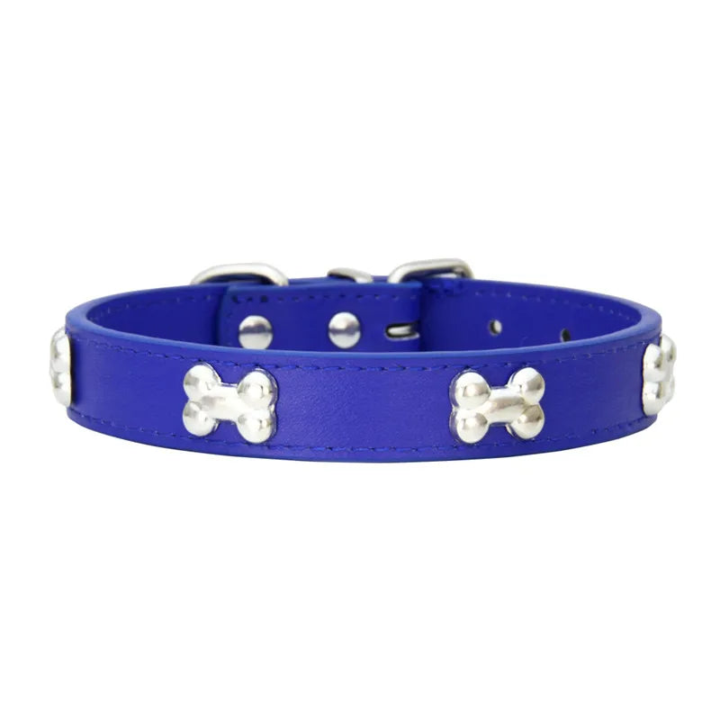 Bone Leather Durable Pet Dog Collars Puppy Pug Collars for Small Large Dog Chihuahua Cat Accessories Pet Collar for Small Dogs Quick Pick Grocers