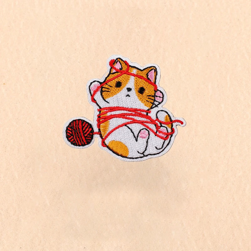 Cute Cartoon Cat patch Embroidery Patches on clothes Children's clothing Animal Interesting Embroidery Accessories Iron patch Quick Pick Grocers