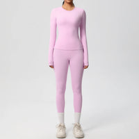 2 PCS Sportswear Yoga Set Gym Clothes Yoga Suits For Women Fitness Set Tracksuits Sports Long Sleeve Crop Top Gym Leggings Quick Pick Grocers