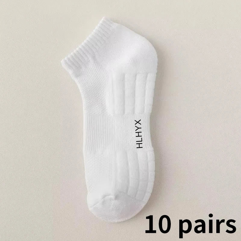 10pairs HLHYX Socks Men's Cotton Deodorant Winter Towel Bottom with Mid-tube White Stockings Thickened Sports Basketball Socks Quick Pick Grocers