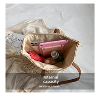 Hand-woven Women's Shoulder Handbag Bohemian 2025 Summer Fashion Straw Beach Tote Bag Travel Shopper Weaving Shopping Bags Quick Pick Grocers