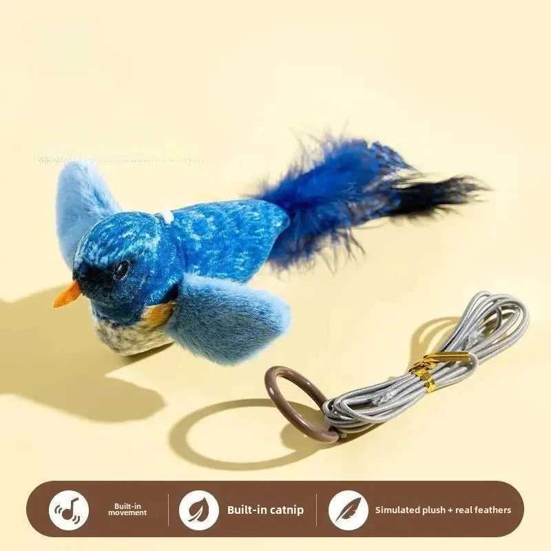 Indoor Interactive Birds Toy for Cat Chasing Teasing Toy Sounding Catnip Cat Teaser Toy Self-hilarity Wall Hanging Birds Cat Toy Econic Blanks