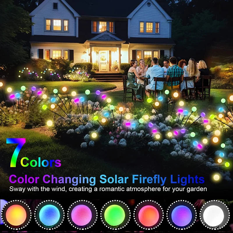 12Pack Outdoor LED Solar Lights Waterproof Starburst Solar Firefly Lights Lawn Lamp Garden Lamp for Path Landscape Decorative Econic Blanks
