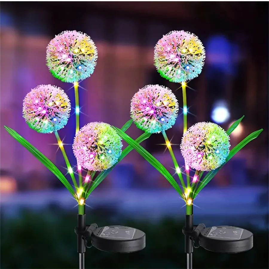 1PC/2PC 1 head/3 head solar LED dandelion outdoor ground mounted light,suitable for courtyard,garden,and landscape decoration Quick Pick Grocers
