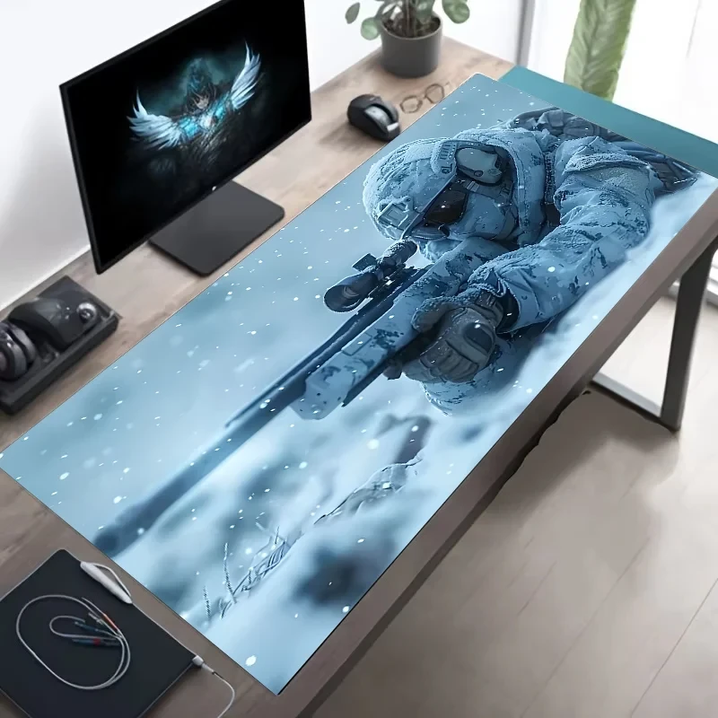 Large Mouse Pad Tactical Soldier Design Non-Slip XXL desk pad gaming accessories Stitched Edges for Home and game for fps gamer Econic Blanks