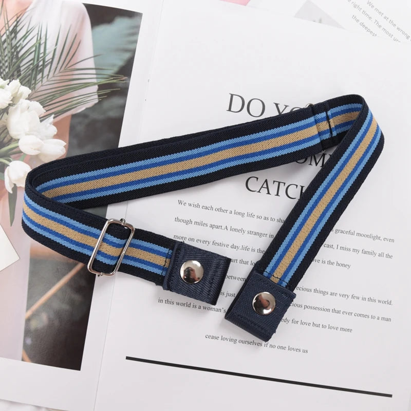 Elastic Belt Without Buckle Canvas Women Buckle Free Belt Ladies Jeans Pants Waist Lazy Belt Stretch No Buckle Invisible Belt Quick Pick Grocers