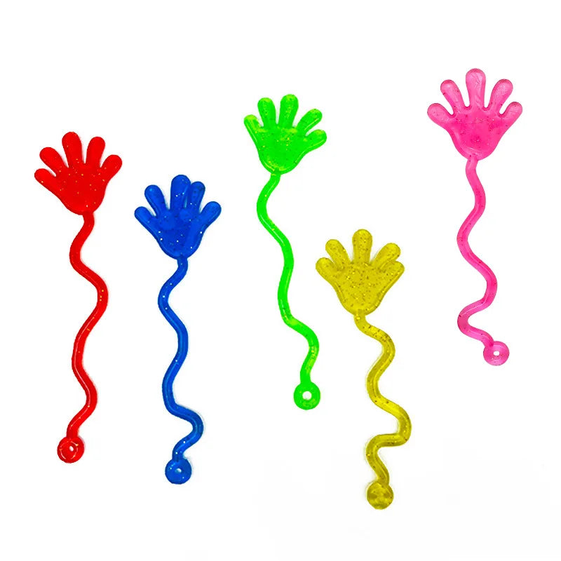 5-20 Pcs Kids Funny Glitter Sticky Hands toy Palm Elastic Sticky Squishy Slap Palm Toy kids Novelty Gift Party Favors supplies Quick Pick Grocers