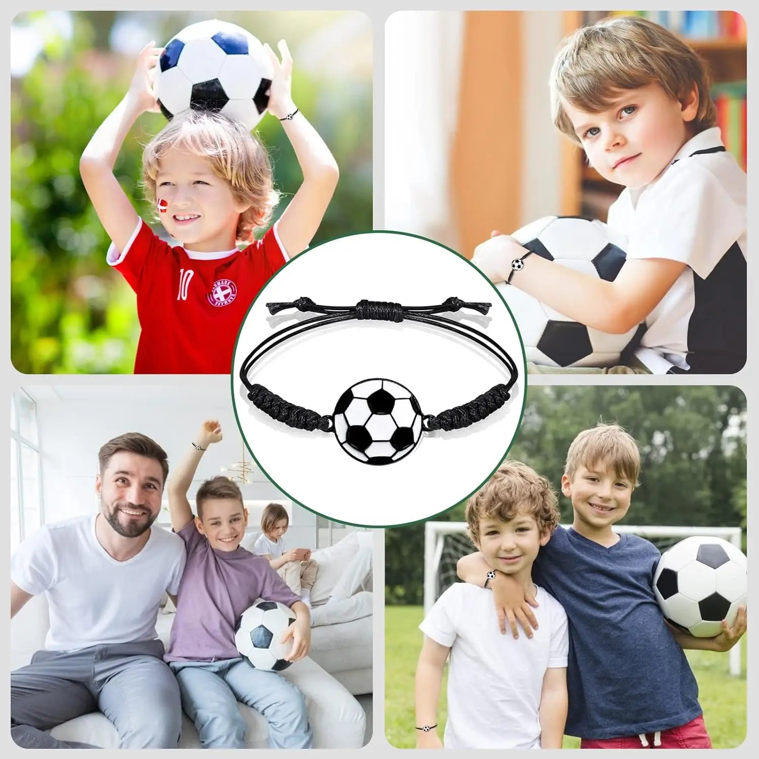 10-20Pcs Soccer Kids Bracelets Adjustable Charm Football Bracelet Sports Woven Cord Bracelets for Soccer Player Quick Pick Grocers
