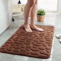 3D Non Slip Bathroom Mat Bath Mats Absorbent Doormat Carpet Cobblestone Embossed Door Floor Mats Machine Washable Quick Drying Econic Blanks