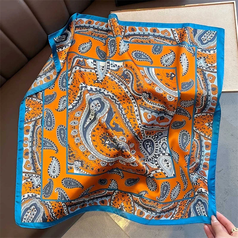2025 Silk Shawl Print Headscarf Cat Hair Wrap Neckerchief Female Satin Square Scarf For Women Headband Foulard Hijab Bandana Quick Pick Grocers