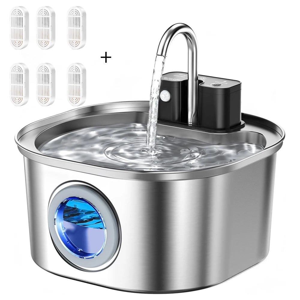 3L Stainless Steel Wireless Recharging Sensor Cat Water Fountain Auto Drinking Fountain For Cats Dog Drinker Pet Dispenser Bowl Quick Pick Grocers