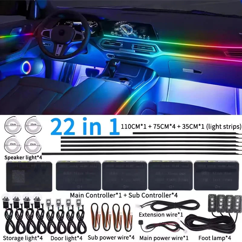 Universal 18-in-1 RGB Car Ambient Light – Interior Neon Strip Kit Econic Blanks