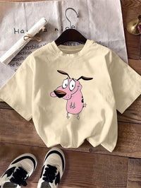 Women T-shirt Courage The Cowardly Dog Creative Printed Summer Women's Round Neck Short Sleeve Casual Top Tshirt Clothing Quick Pick Grocers