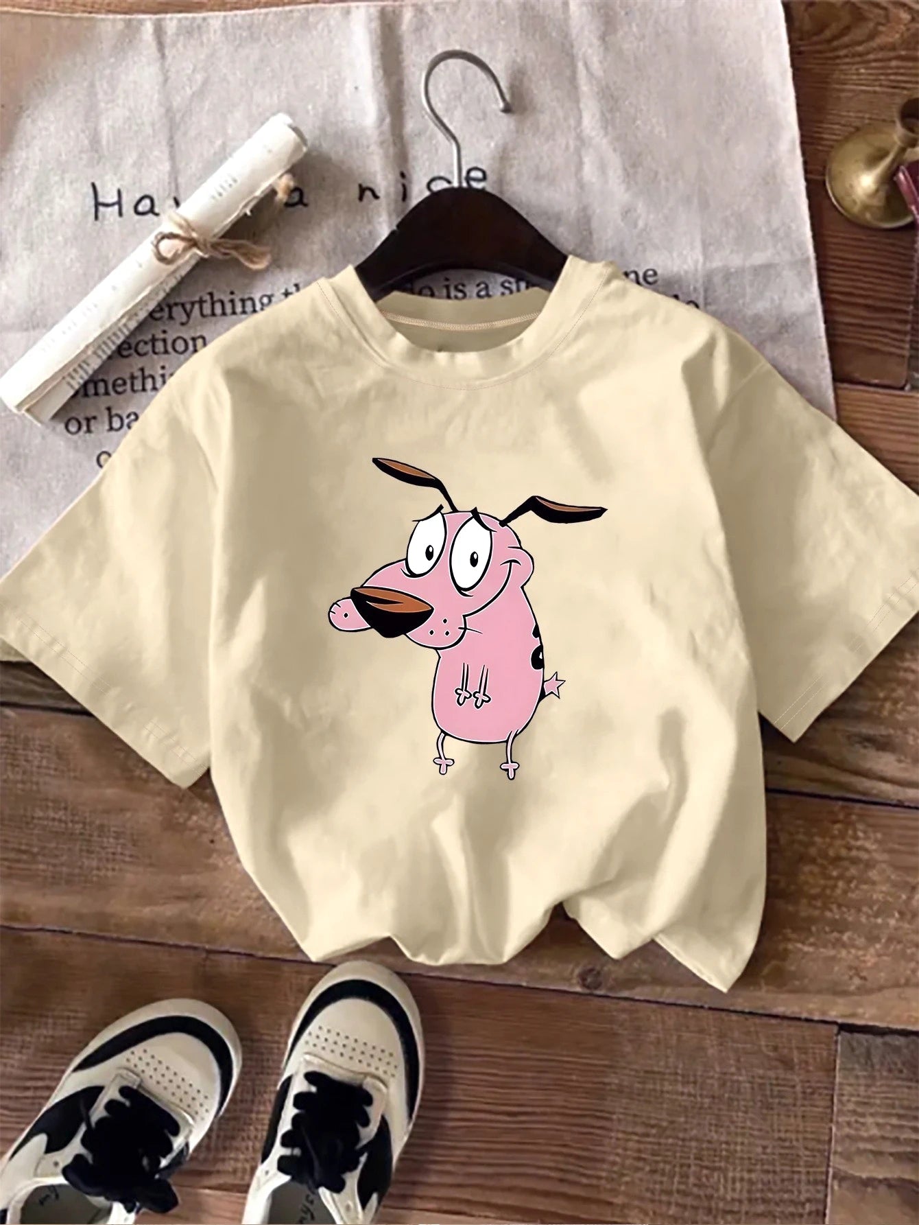 Women T-shirt Courage The Cowardly Dog Creative Printed Summer Women's Round Neck Short Sleeve Casual Top Tshirt Clothing Quick Pick Grocers