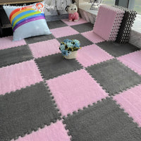 30*30CM Soft Plush Children Kids Rug Play Mat Puzzle Carpet Warm Playmat Interlocking Exercise Tiles Floor Carpet Decoration Mat Quick Pick Grocers