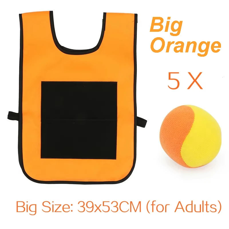 Sticky Dodge Ball Game Vest Outdoor Sports Toy Jersey Fabric  Props Throw Catch Soft Fleece Balls Safe for Kids Teens Adults Quick Pick Grocers