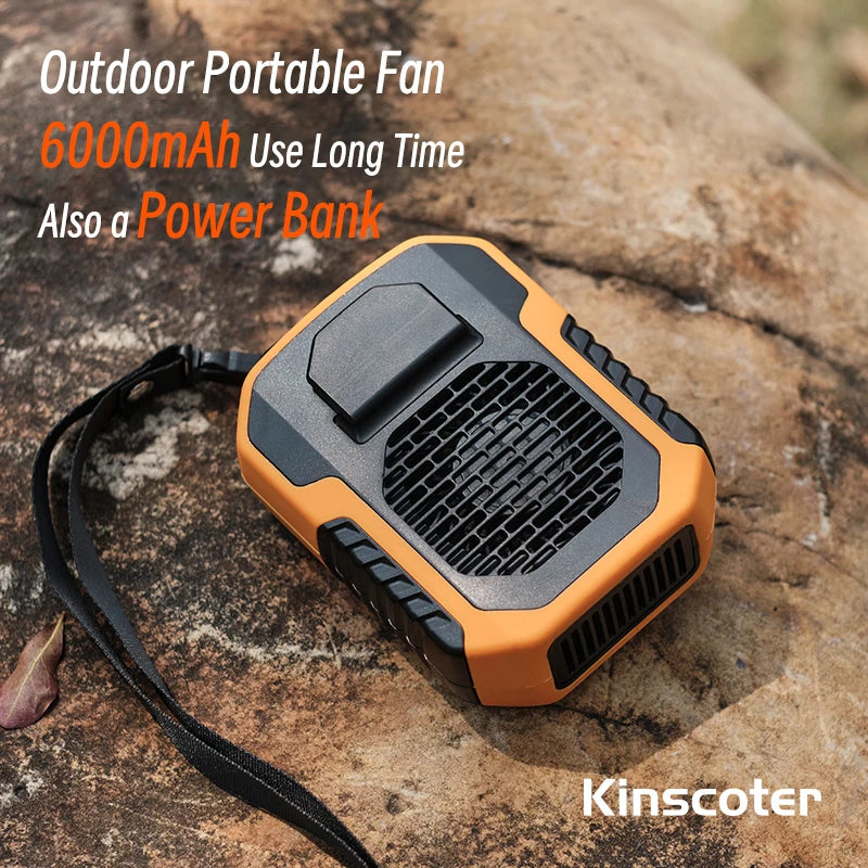 Kinscoter 6000mAh Hanging Neck/Waist Fan USB Mini Portable Rechargeable Fan For Outdoor Camping Hiking Climbing Running Sports Quick Pick Grocers