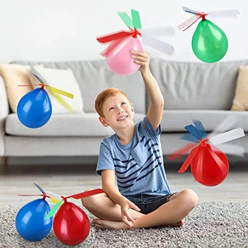 6PCS Air Balloon Helicopter Toy Funny Balloon Ortable Outdoor Helicopter Flying Kids Birthday Party Children's Day Game Quick Pick Grocers