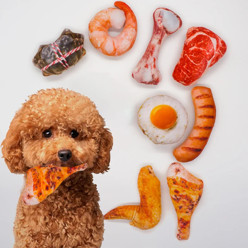 Funny Squeaky Toys For Small Medium Dogs Puppy Bite Resistant Simulated Dog Toy Meat Seafood Ice Cream Series Pet Product Quick Pick Grocers
