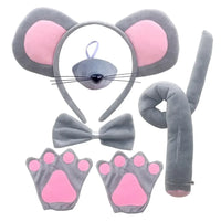 Mouse Costume Set Ears Headband Nose Tail and Bow Tie Animal Fancy Dress Kit Party Accessories Halloween Birthday Quick Pick Grocers