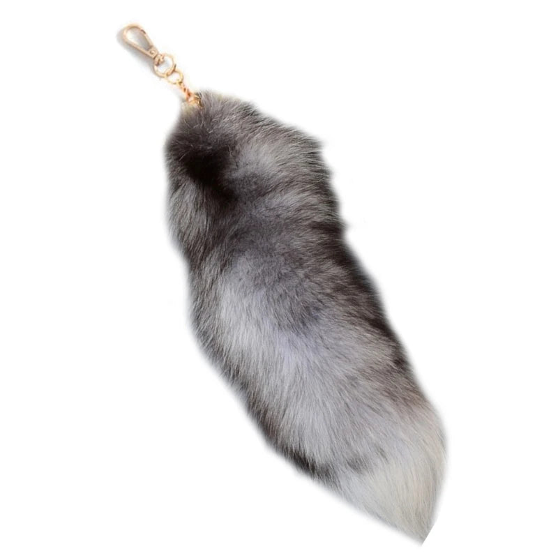 Plush-Fox Tail Keychain Furry Racoon Tail Keyring Keychain 28cm Animal Tail Key-Pendant Pompoms Keyring Holder Bag-Decor Econic Blanks