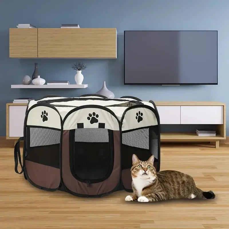 Portable Foldable Pet Tent Kennel Octagonal Fence Puppy Shelter Easy To Use Outdoor Easy Operation Large Dog Cages Cat Fences Quick Pick Grocers