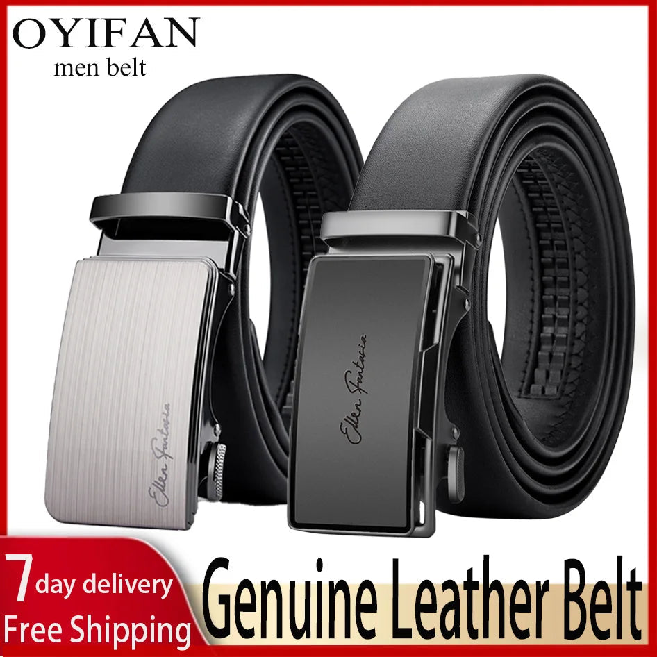 OYIFAN Men Belt Genuine Leather Belt for men Automatic belts Adjustable waistband Business belts 허리띠 Quick Pick Grocers