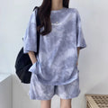 Women T-Shirt Shorts Suit Set Casual Tie Dye Loose tshirt and wide leg middle shorts with pockets female Soft Summer Shorts Sets Quick Pick Grocers