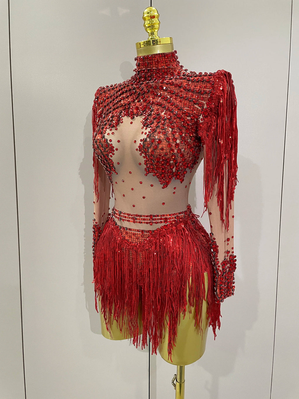 Women Sparkly Rhinestone Sequin Tassel Stretch Bodysuits 2025 New Arrival Birthday Party Nightclub Dj Stage Performance Costume Quick Pick Grocers