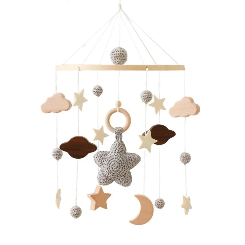 Mobile Wooden Bell Baby Toys 0-12 Months Rattle Toys Bed Newborn Crib mobile With Music Box Bed Bell Hanging Toys Crib Bracket Purest Peak