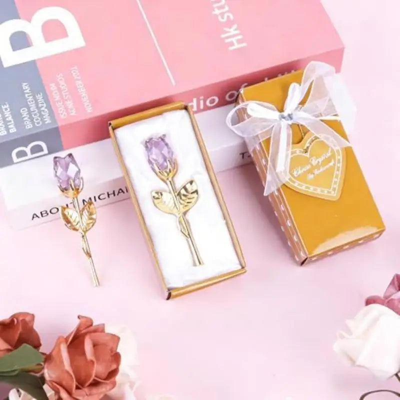 1/2Pcs Eternal Crystal Glass Rose - Valentine's Day Wedding Gift for Girlfriend Wife Artificial Flower Without Box Quick Pick Grocers