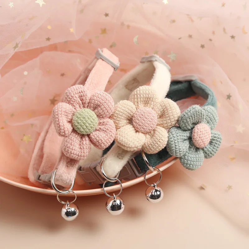 1Pc Cat Collar with Cute Flower  Adjustable Buckle Cat Collar Bell Collar Cat  Small Pet Supplies  Kitten Collar  Small Dog Acce Econic Blanks