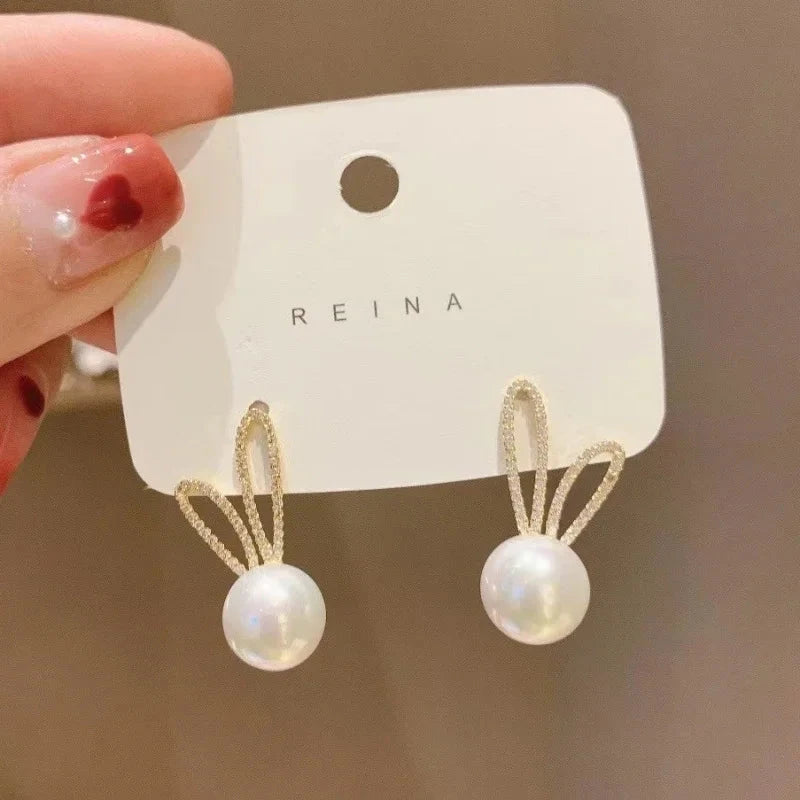 Pure White Women's Dangle Earrings Blooming Flower Acrylic Enamel Butterfly Imitation Pearl Heart Hanging Earrings Elegant brinc Econic Blanks