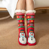 Christmas Gift Slipper Socks Women Thermal Winter Warm Plush Non slip Grip Sleeping Floor Short Sock Fuzzy Fluffy Female Cartoon Quick Pick Grocers