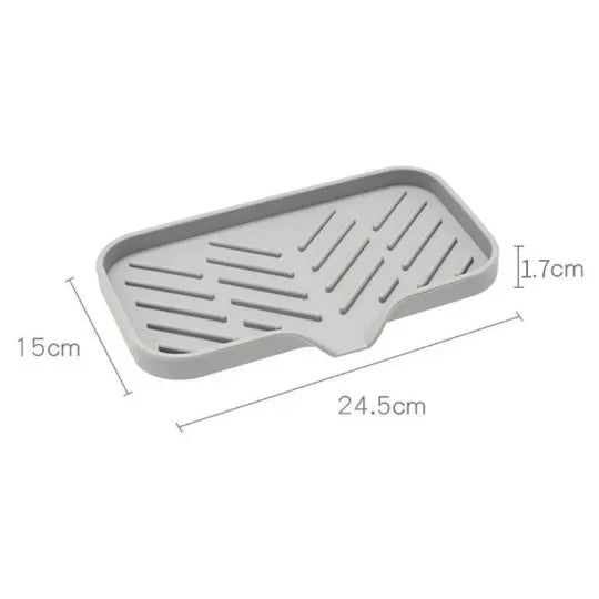 Multifunctional Silicone Sink Tray with Drain - Soap Holder, Sponge & Brush Organizer for Kitchen & Bathroom Econic Blanks