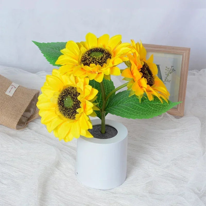 3 LED Night Light Rechargeable Sunflower Lights Interior Lighting Bedroom Bedside Desktop Decoration Table Lamp Night Lamps Quick Pick Grocers